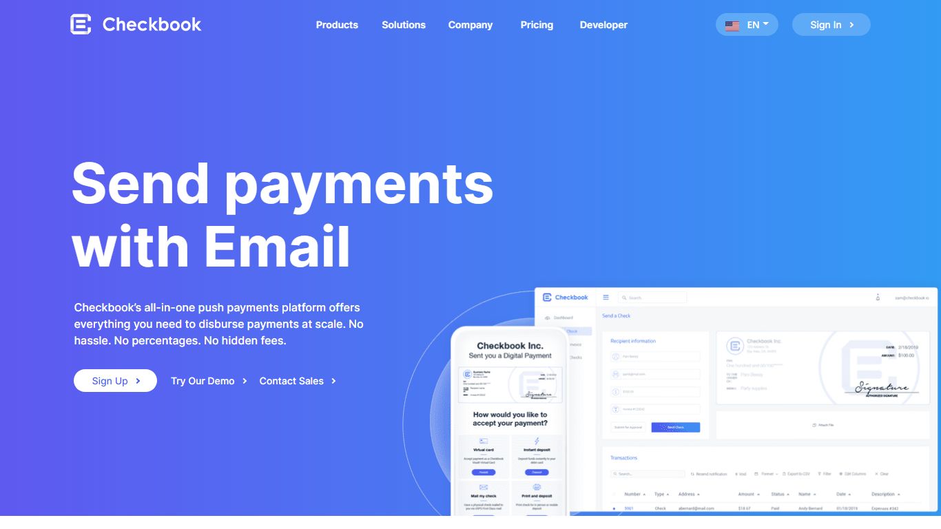 Push payments simplified | Checkbook